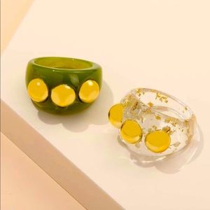 2pcs simple resin rings